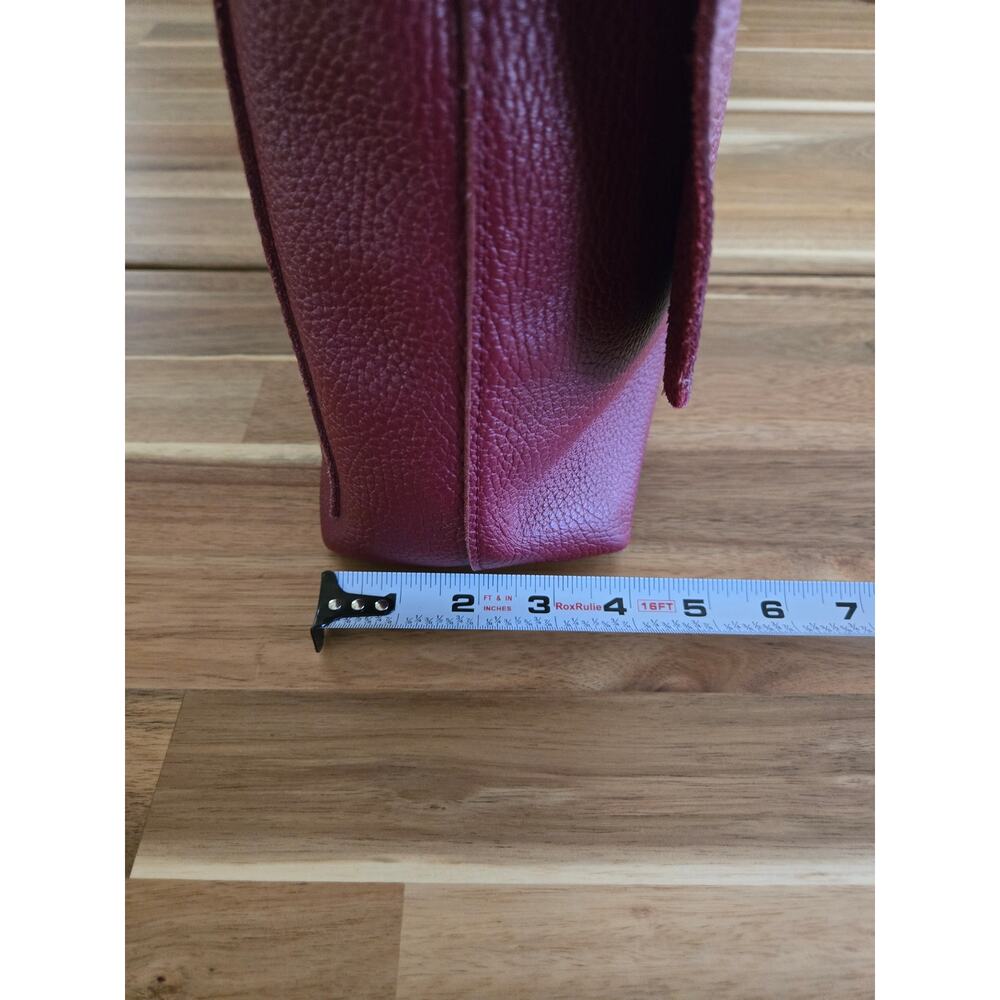 11600 Leather Goods Pebbled Crossbody Bag Burgundy Maroon Handcrafted In Spain - Picture 12 of 14